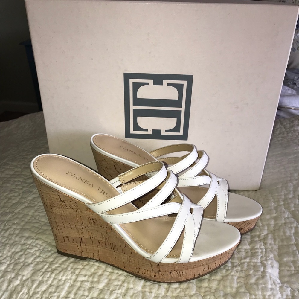 Ivanka Trump White Wedge Sandals